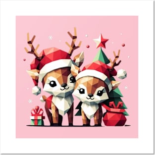 Christmas Santa Claus reindeer Posters and Art